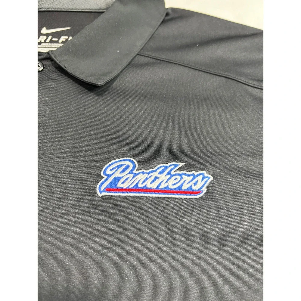 Nike Panthers Polo Mens XL Black Dri-Fit Short‎ Sleeve Golf Shirt Athletic A75